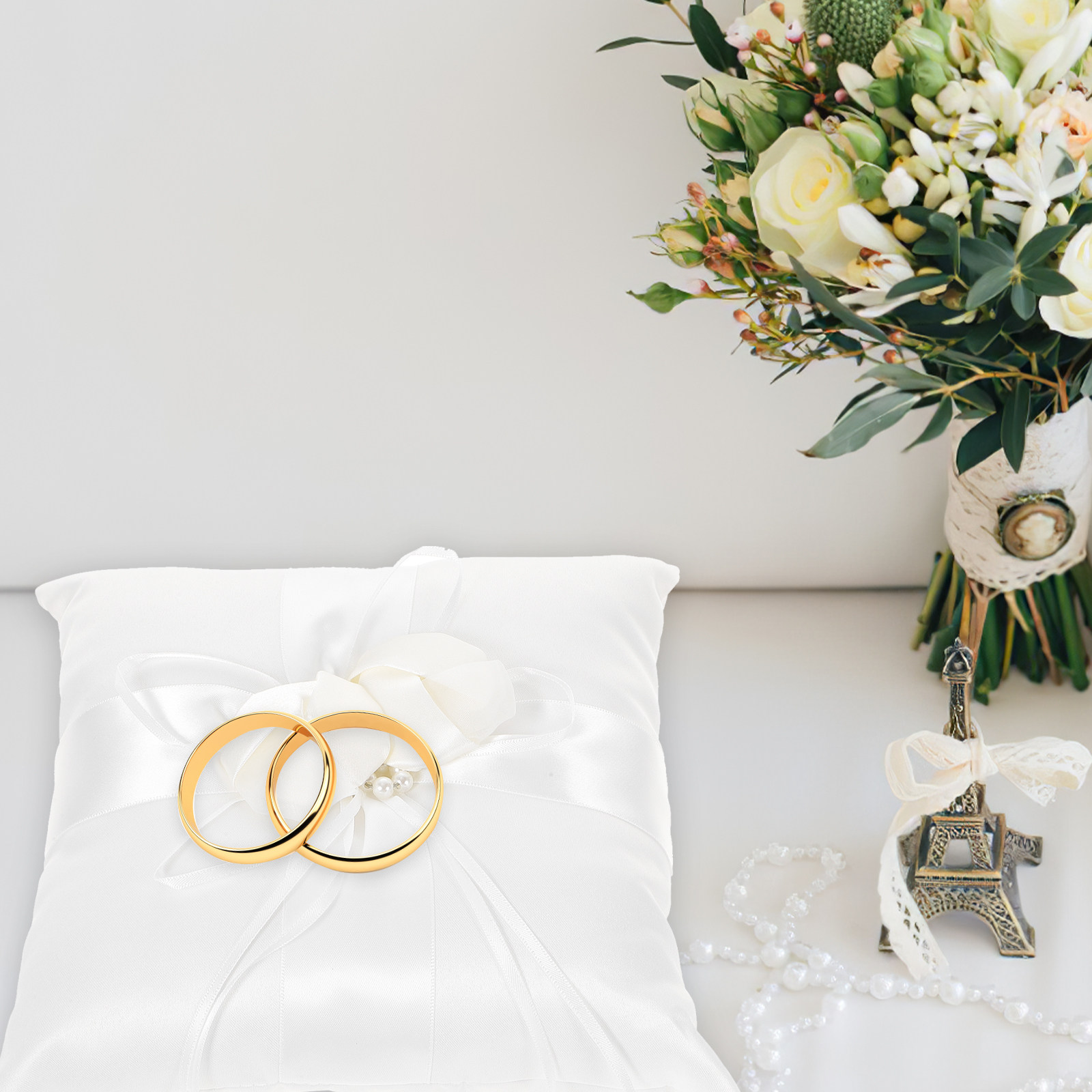 Ring Bearer Pillow - Cuscino Portafedi 20x20cm in Raso Bianco