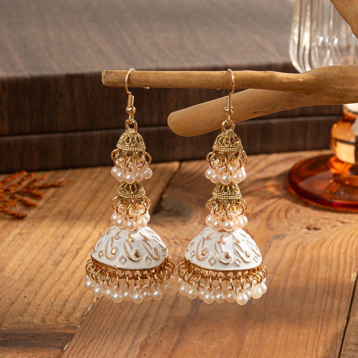 Indian Wedding Supply - Retro etnico color oro Jhumka indiano